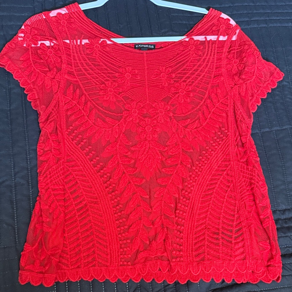 Express Scarlet Lace Blouse